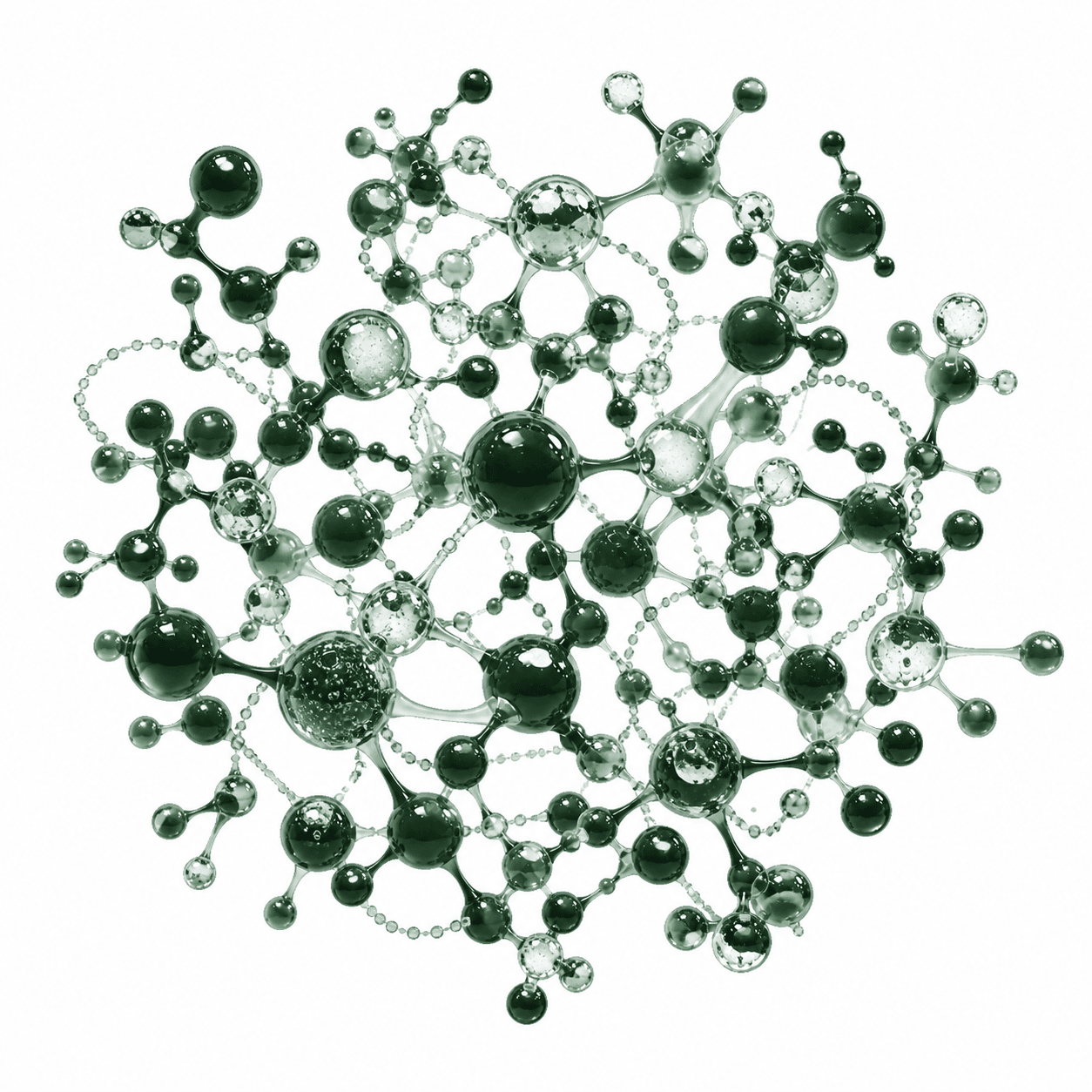 Premium three-dimensional 16-molecule hydration complex visualization